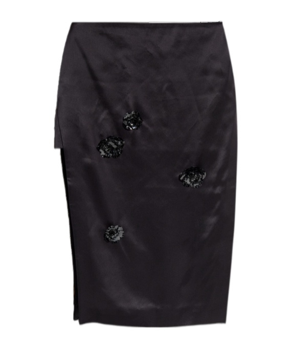 Casablanca Floral-detail Midi Skirt In Black