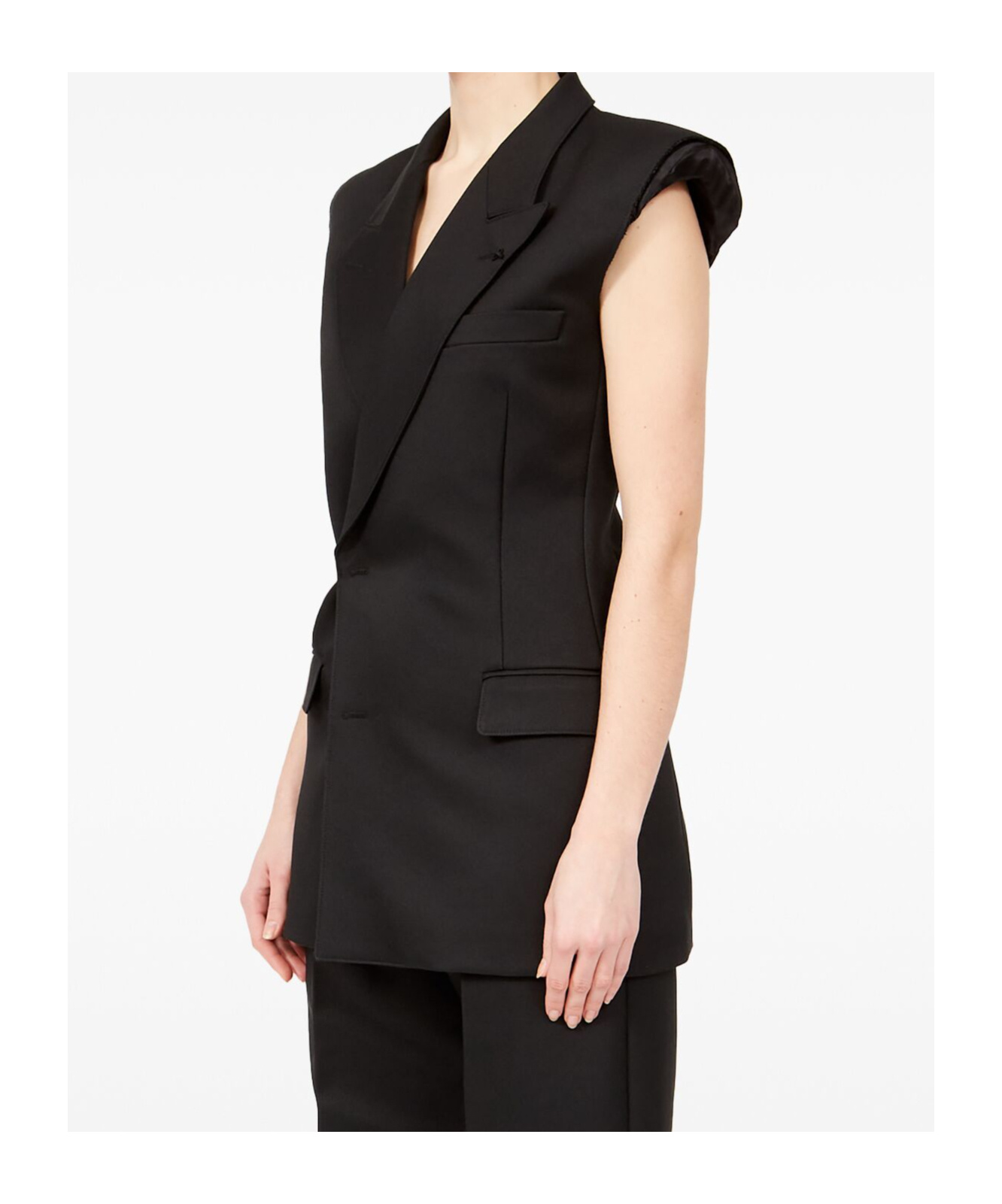 Mm6 Maison Margiela Gilet With Raw-edge Finish In Black