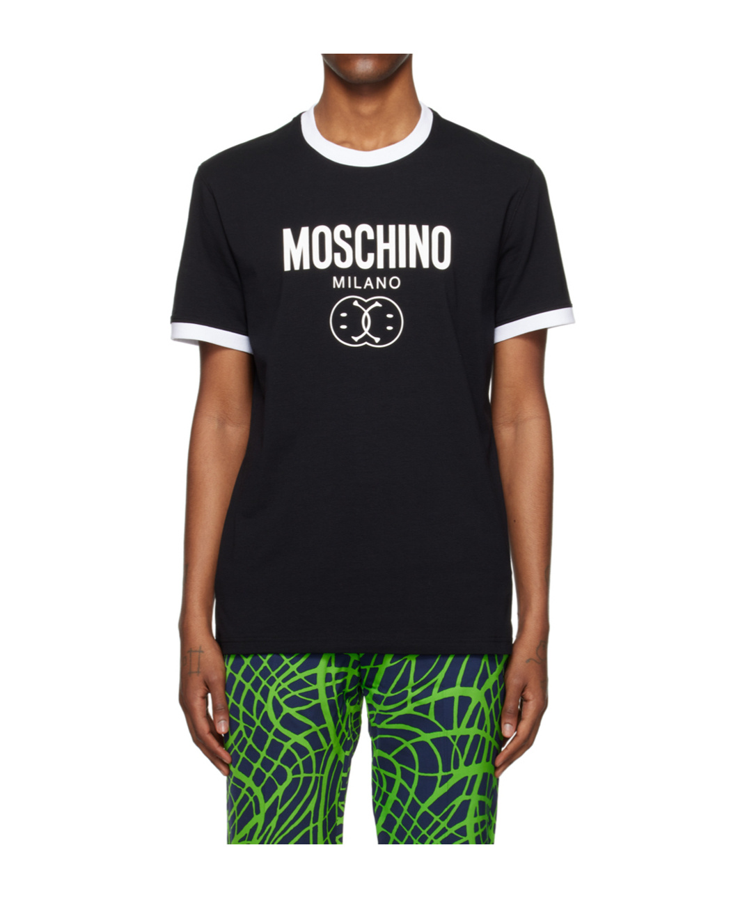 Moschino Black Double Smiley T-shirt In Black