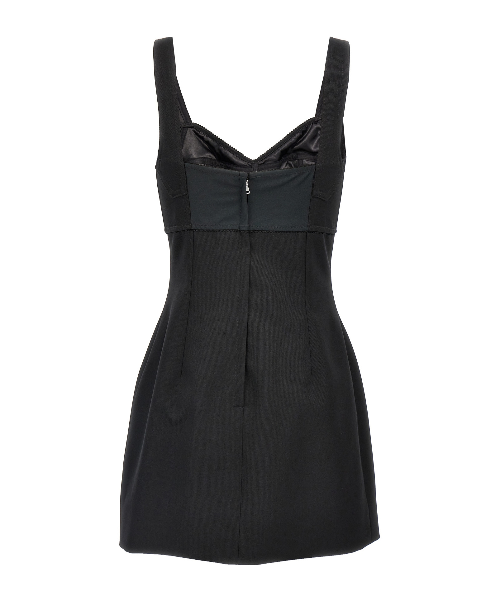 Dolce & Gabbana Scalloped Wool-blend Gabardine Mini Corset Dress In Black