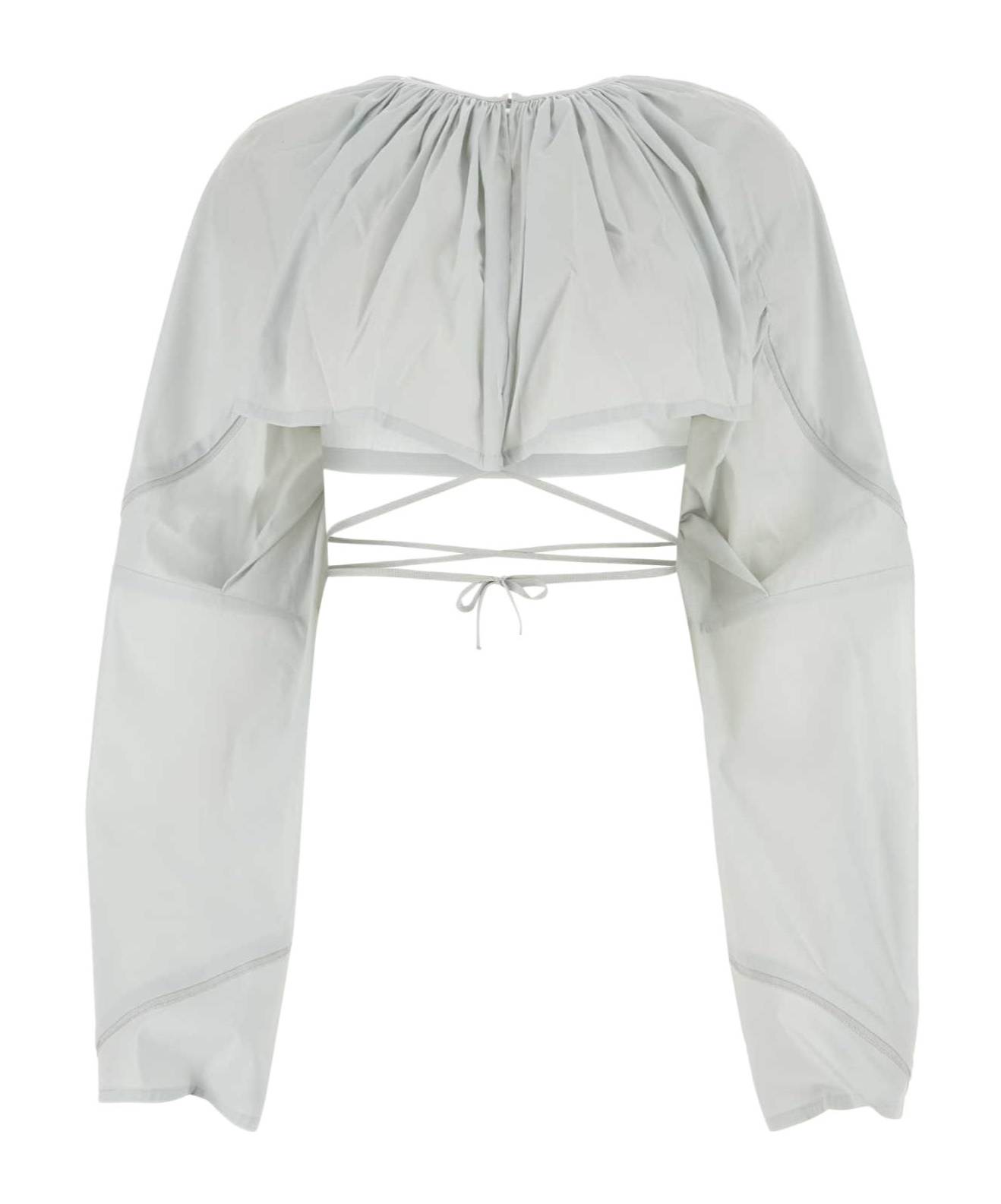 Kiko Kostadinov Stretch Cotton Blend Blouse With Bell Sleeves In White