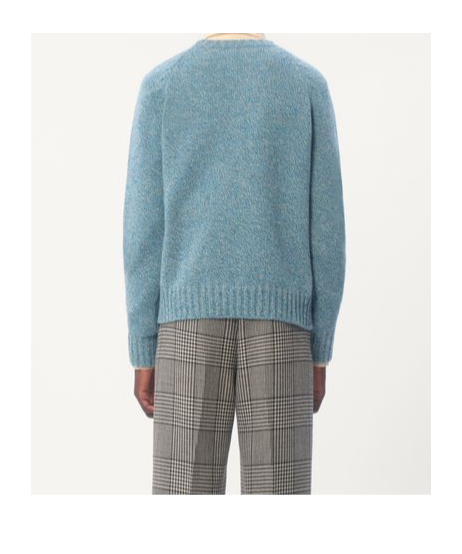 Valentino Crewneck Wool Jumper With Vlogo Embroidery In Blue
