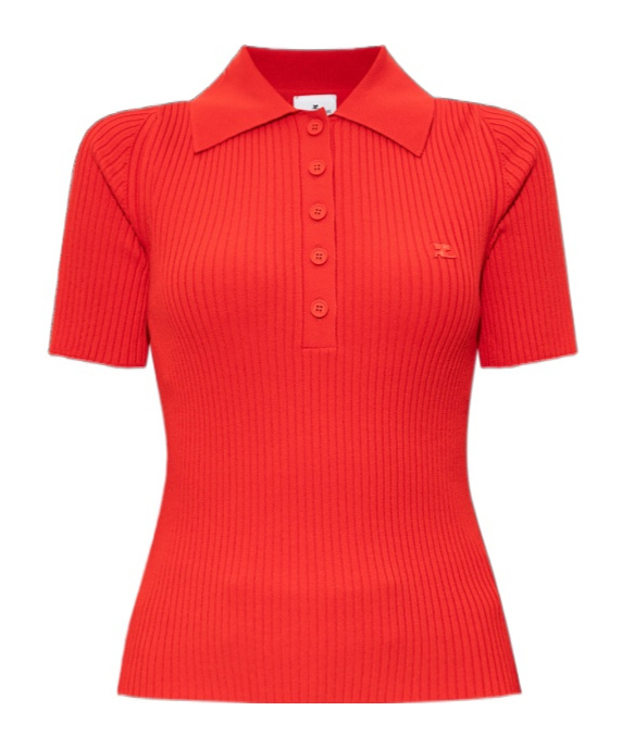 Courrèges Red Viscosa Blend Polo Shirt In Red