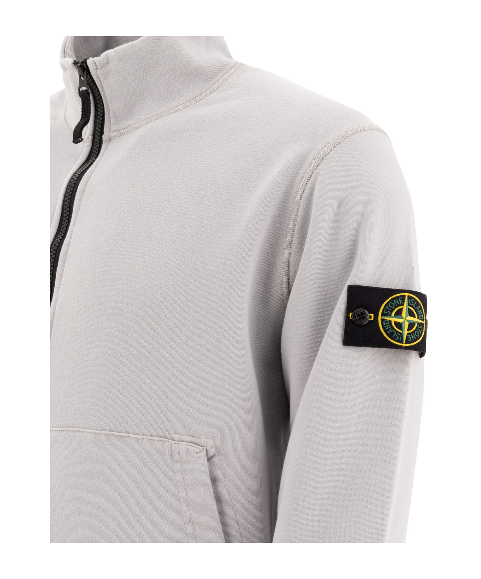 Stone Island Long-sleeved Zipper Sweatshirt In Gray