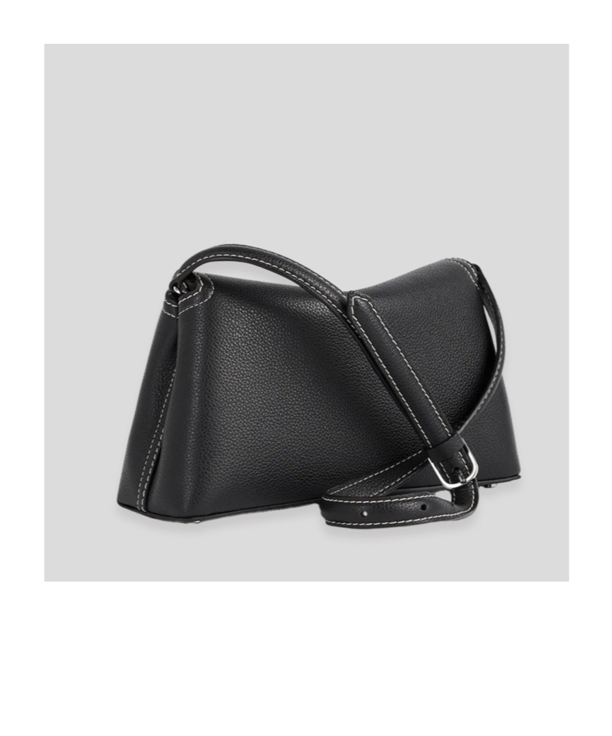 Totême Logo Plaque Foldover Top Handle Bag In Black