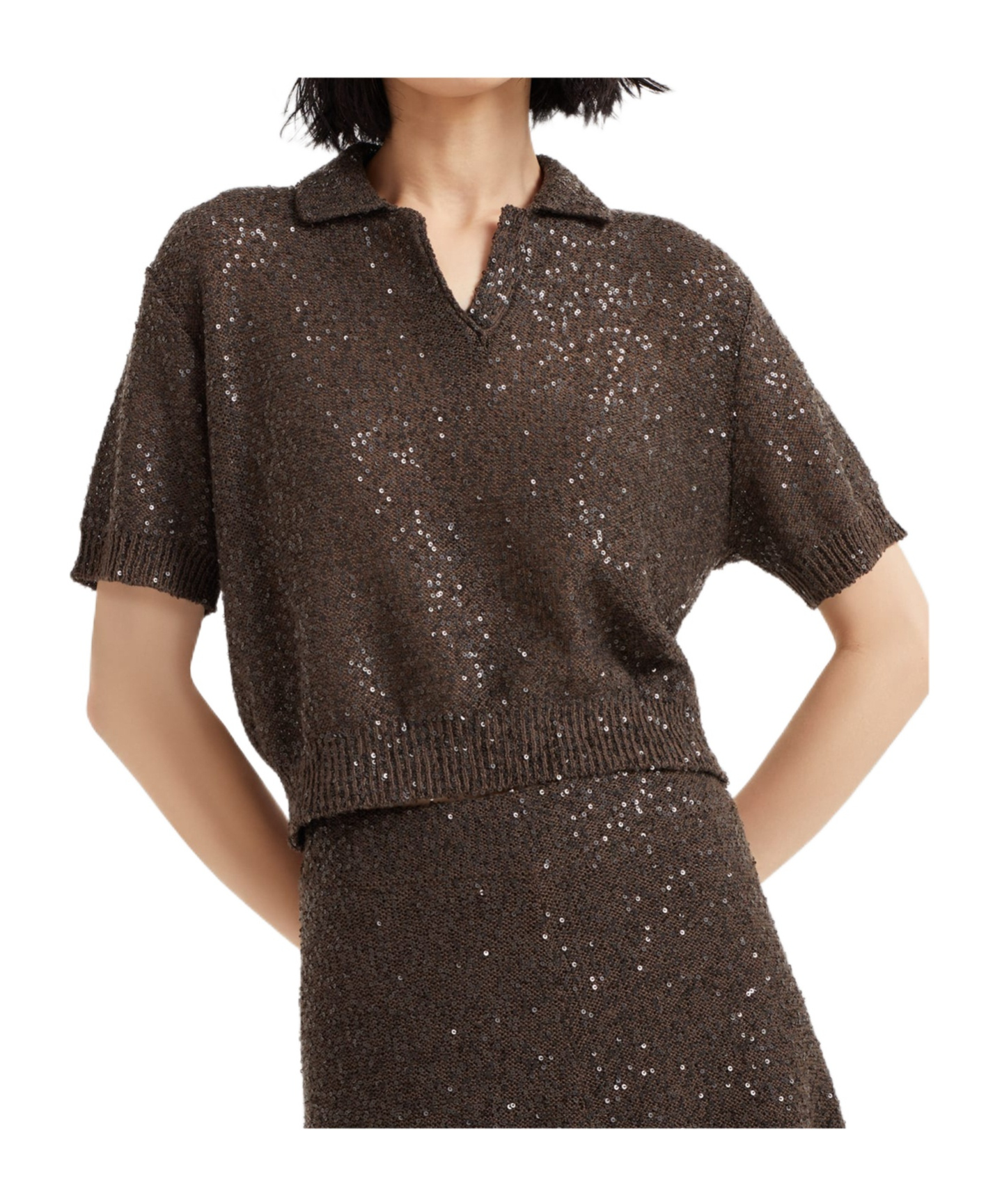 Brunello Cucinelli Dazzling Texture Polo In Brown