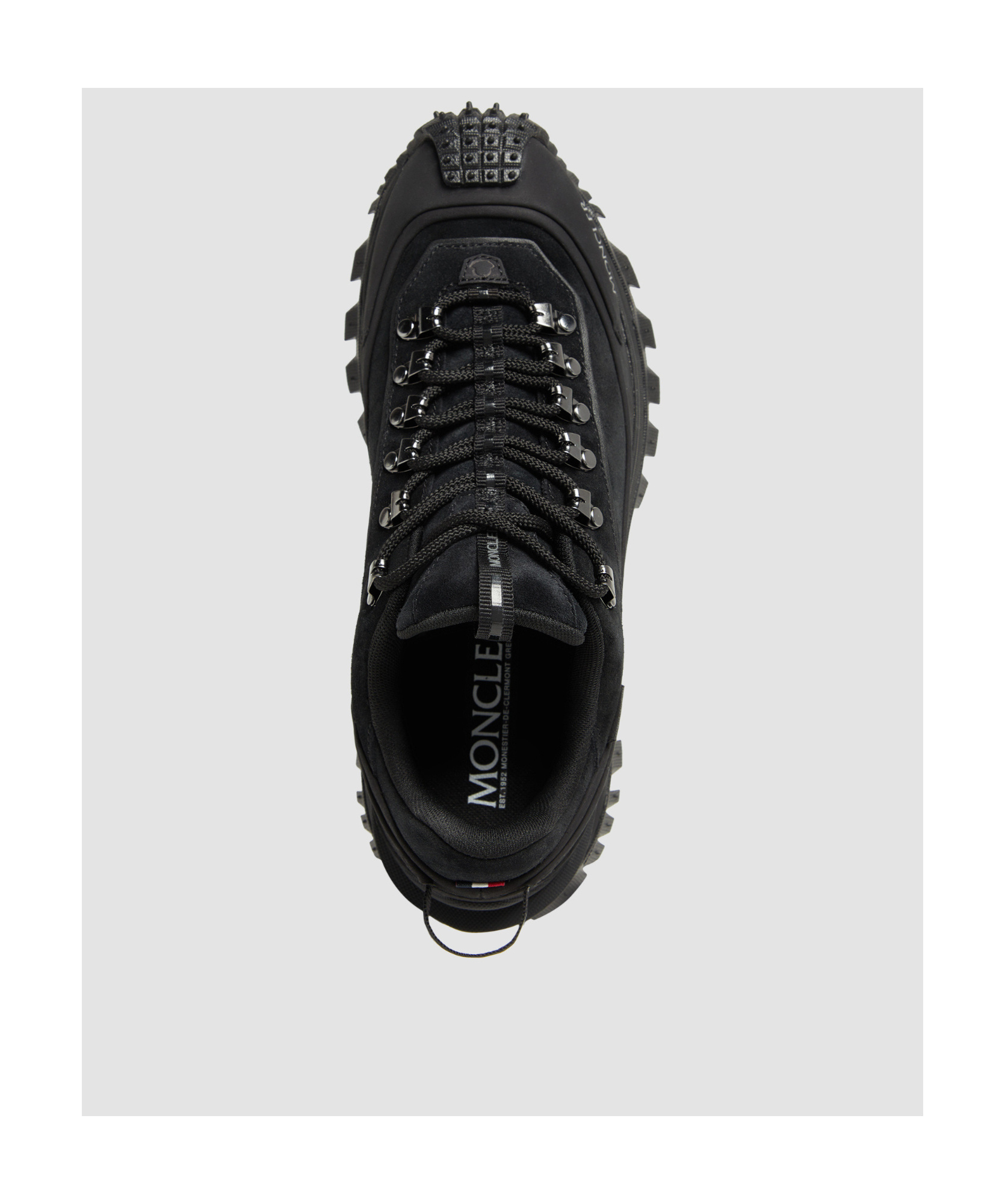 Moncler Trailgrip Apex Leather And Suede Sneakers In Black