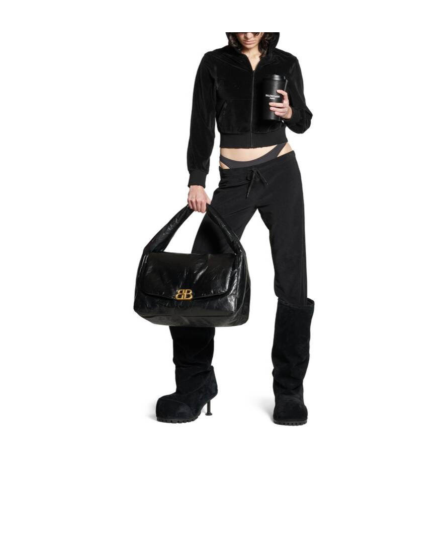 Balenciaga Large Monaco Shoulder Bag In Black