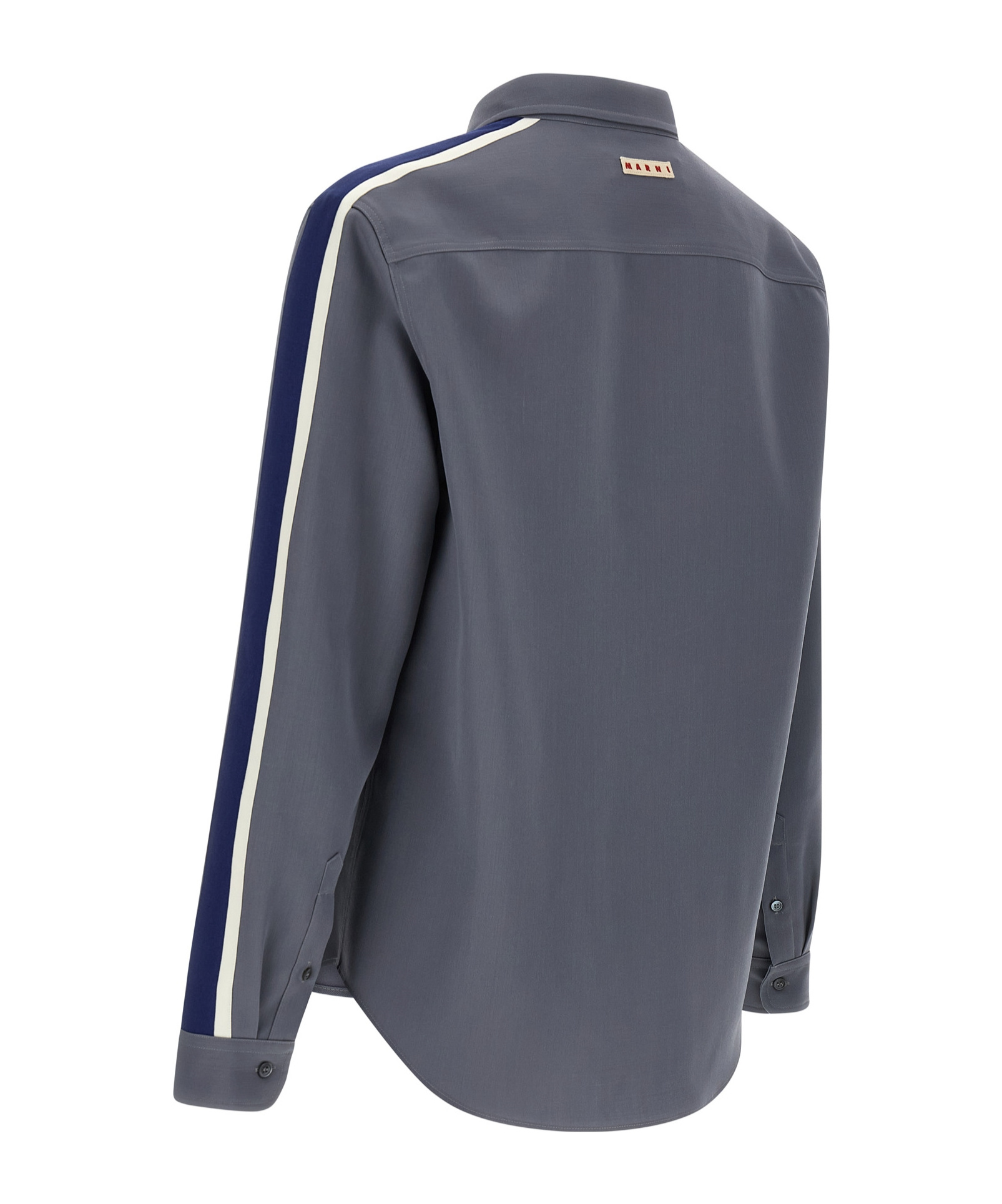 Marni Wool Shirt With Button-down Collar And Pocket In Blue