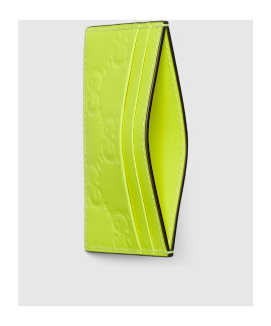 Gucci Gg Monogram Leather Cardholder In Green
