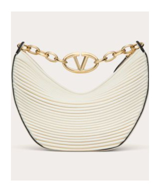 VALENTINO GARAVANI SMALL VLOGO MOON HOBO BAG IN NAPPA LEATHER WITH CHAIN 