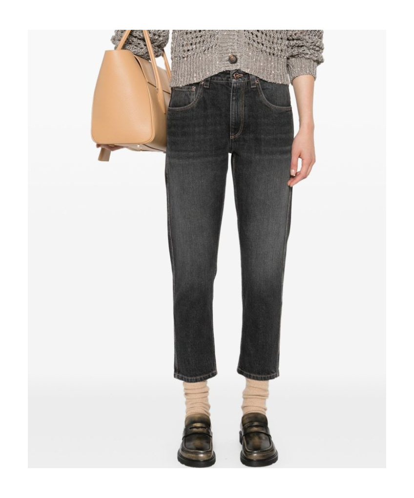 BRUNELLO CUCINELLI MONILI-DETAIL COTTON JEANS