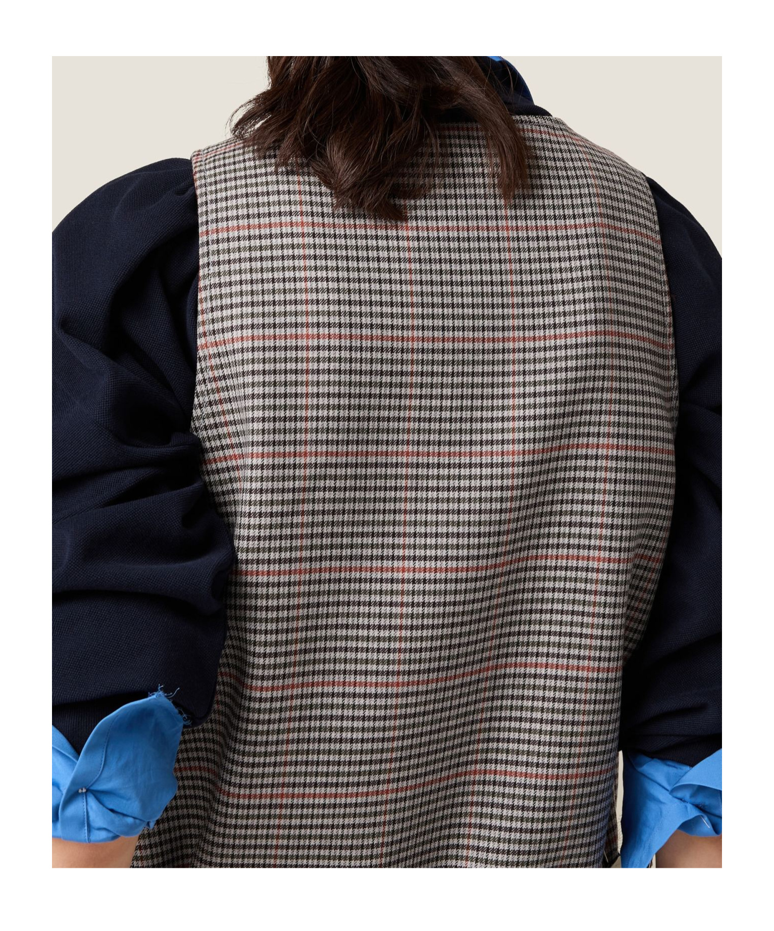 Miu Miu Checked Sleeveless Wool Dress In Gray