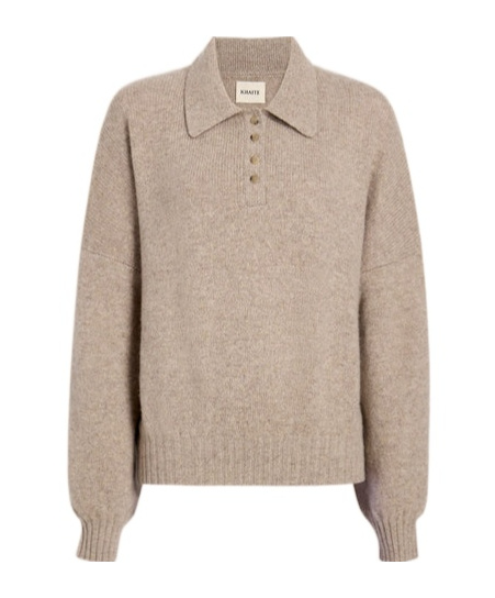 Khaite Rene Cashmere Blend Polo Jumper In Nude