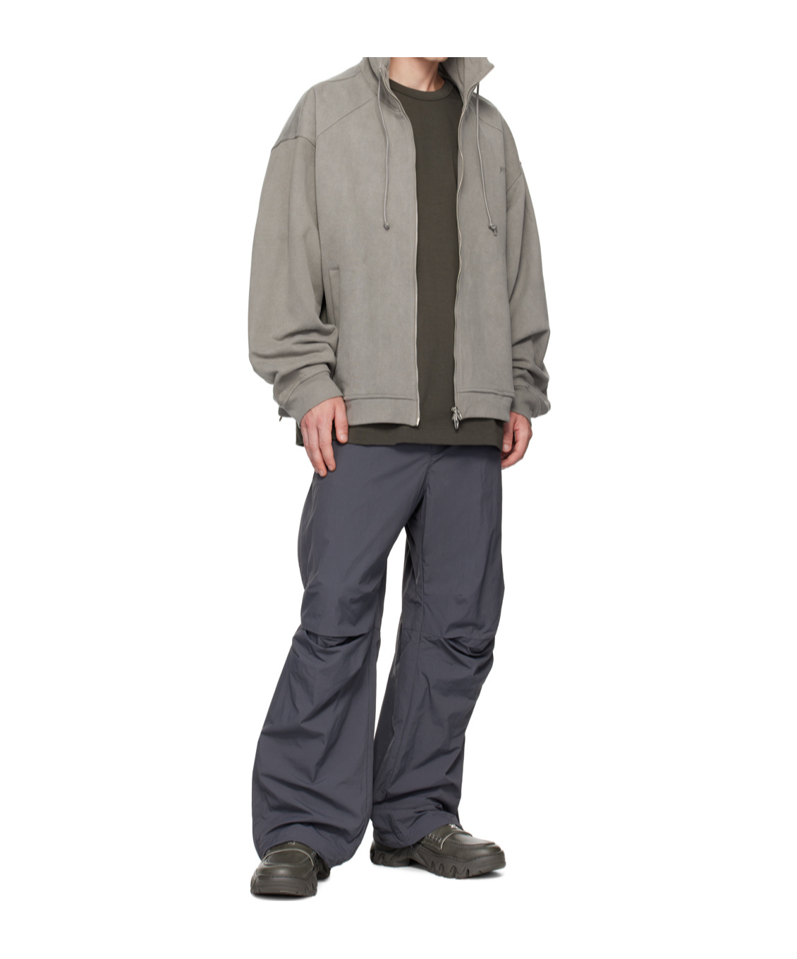 Juunj Pleated Belted Casual Pants In Gray