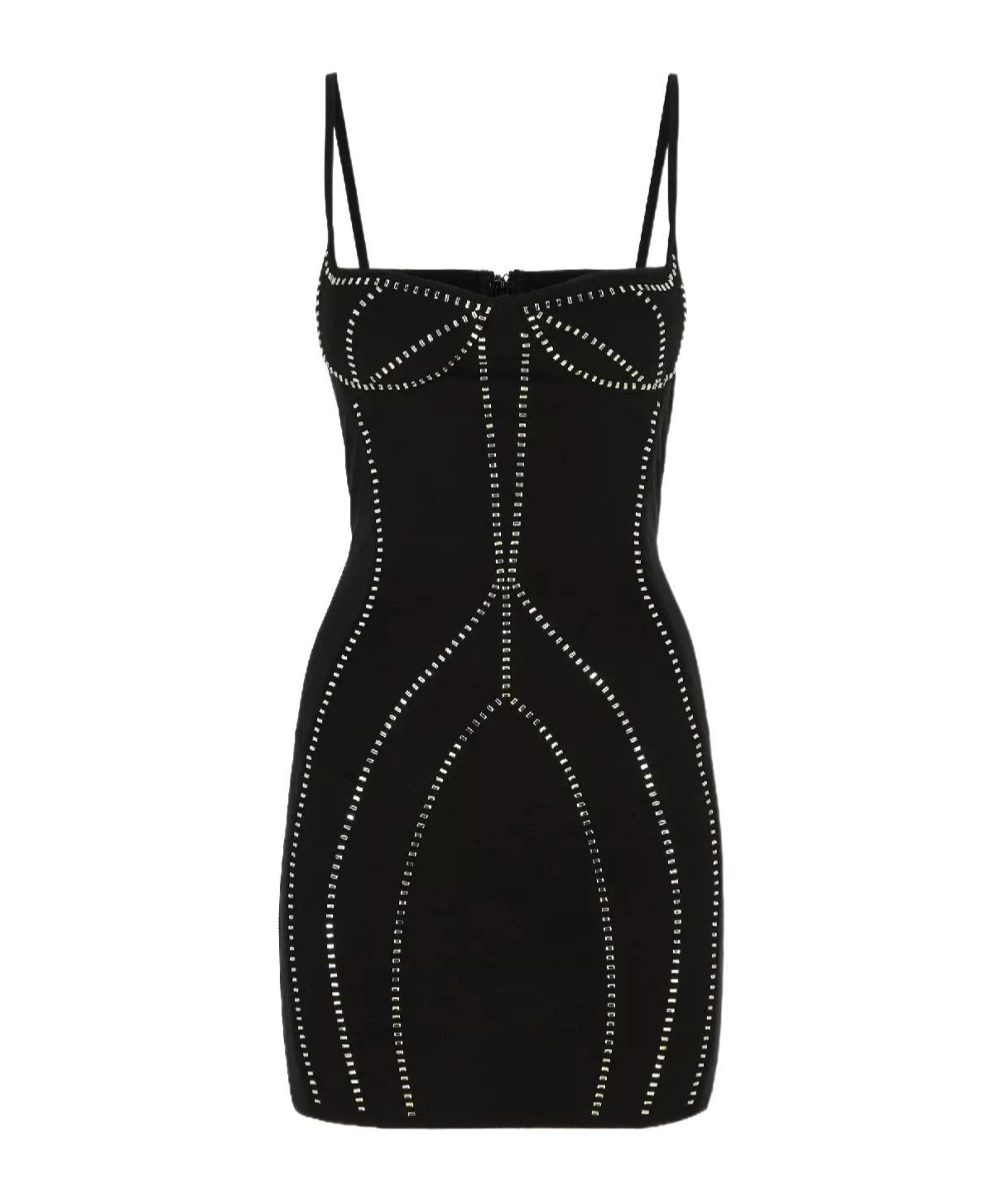 Attico Black Sablè Crystal Hotfix Bustier Minidress In Black