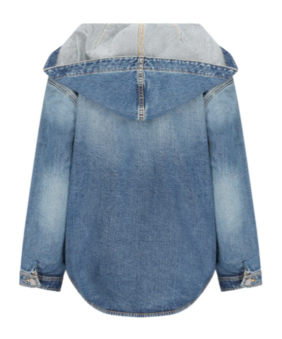 Alaïa Hooded Denim Top In Blue