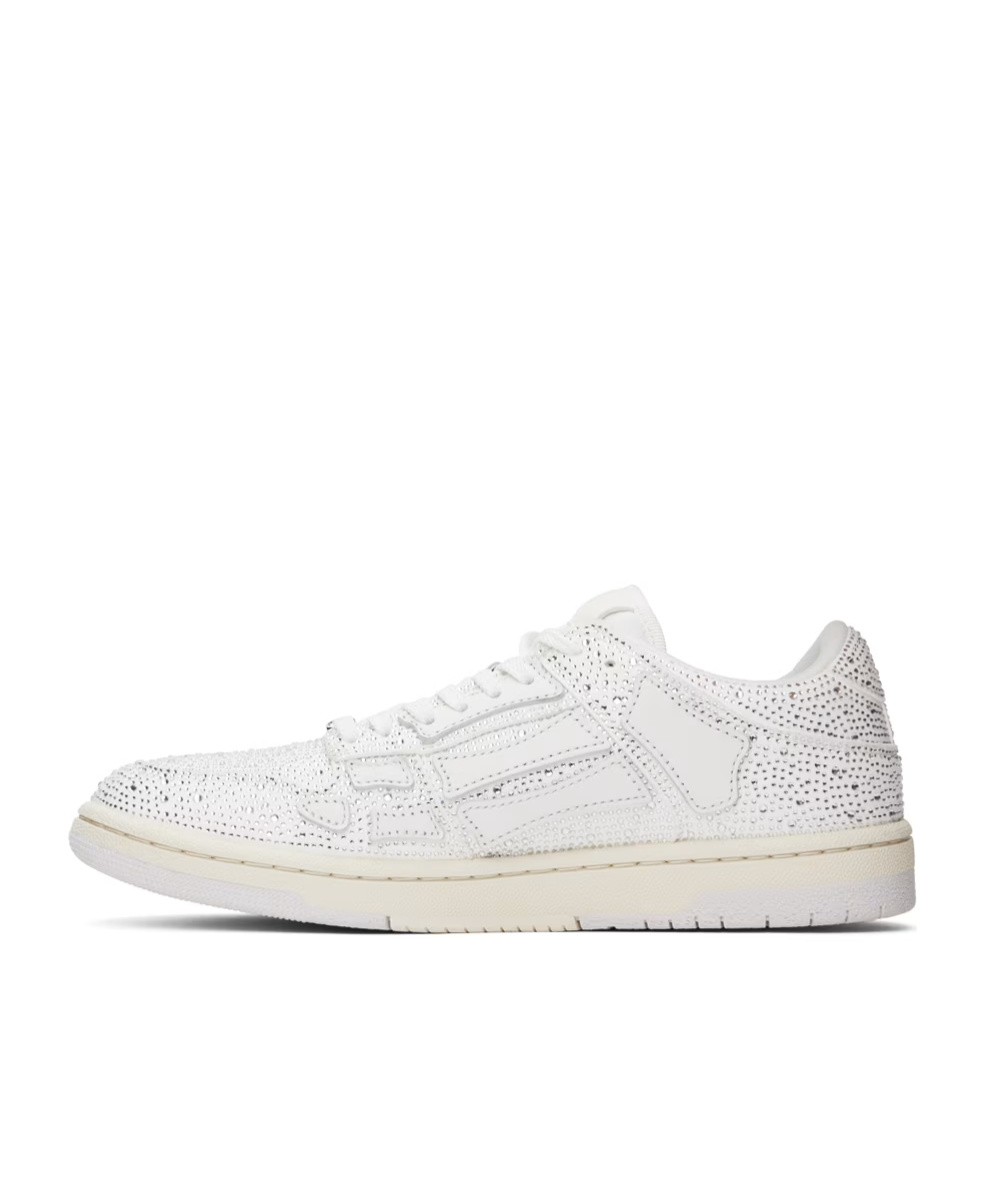Amiri Two-tone Leather Skel Sneakers With Textured Finish In White