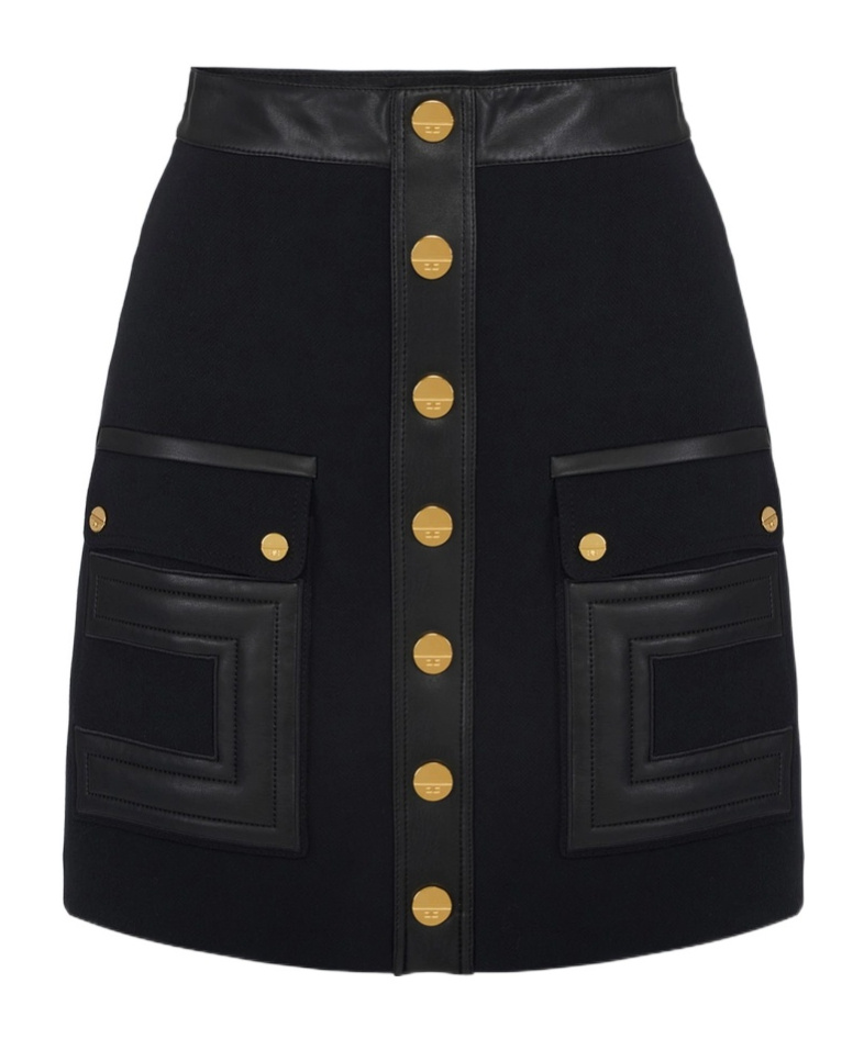 Elisabetta Franchi Button-embellished Mini Skirt In Black