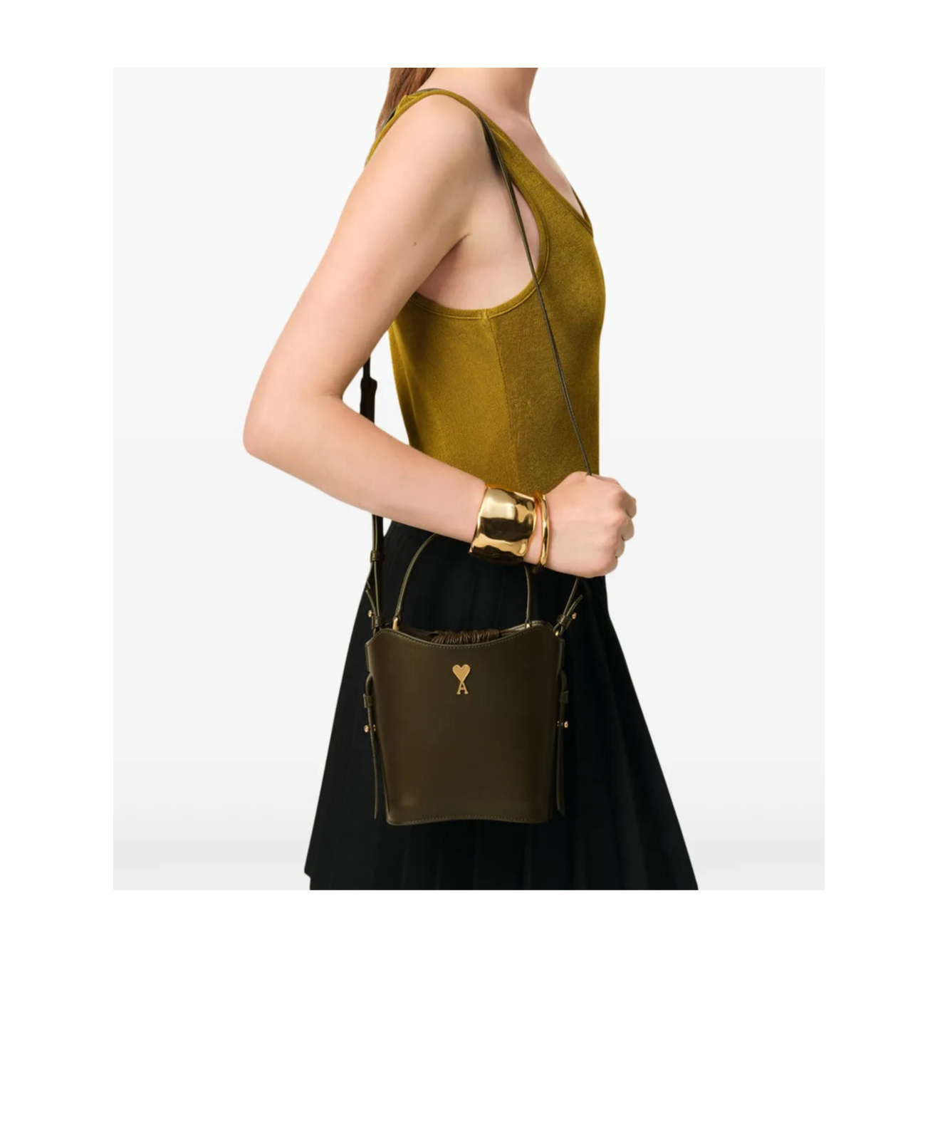 Ami Alexandre Mattiussi Mini Square Shoulder Bag In Olive Noire