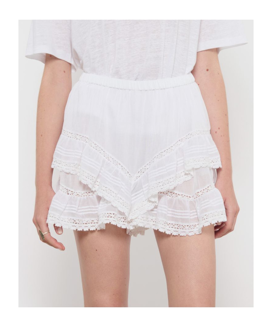 Isabel Marant Étoile Layered Lace Trim Skirts With Ruffled Hem In White