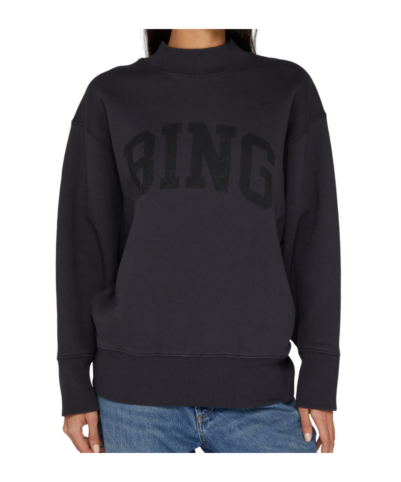 Shop Anine Bing Bradie Sweatshirt In Water-washed Black