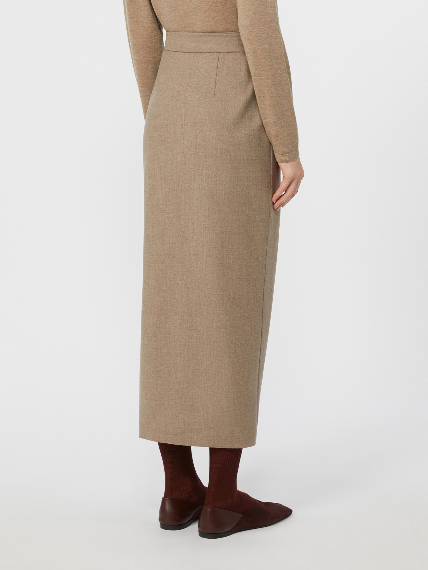 Max Mara High Waist Midi Wrap Skirt With Tie In Neutral