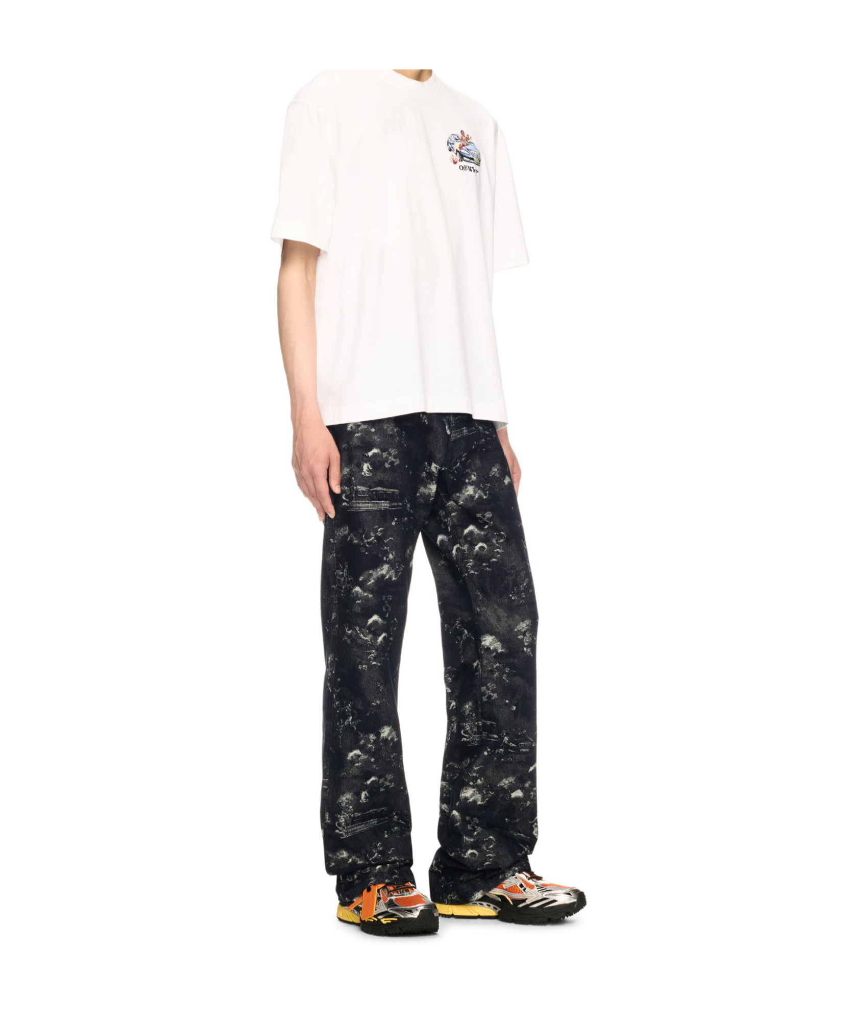 Off-white Camouflage Jacquard Straight-leg Jeans In Black