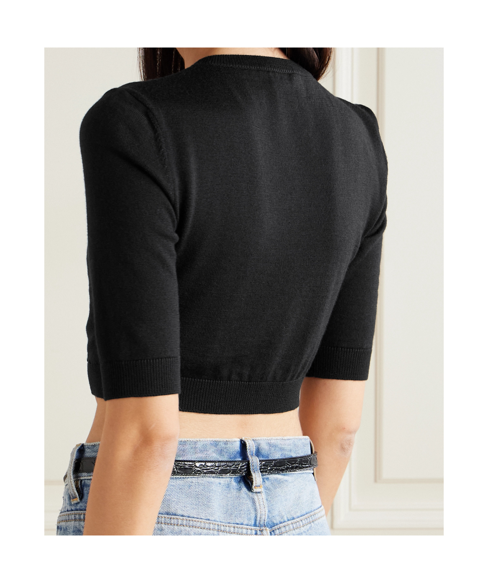 Saint Laurent Round Neck Sweater In Black