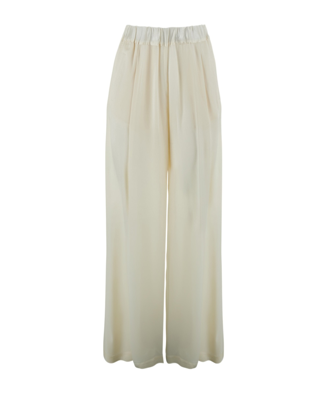 Semicouture Semi Couture Wide-leg Satin Pants With Comfortable Elastic Waistband In White