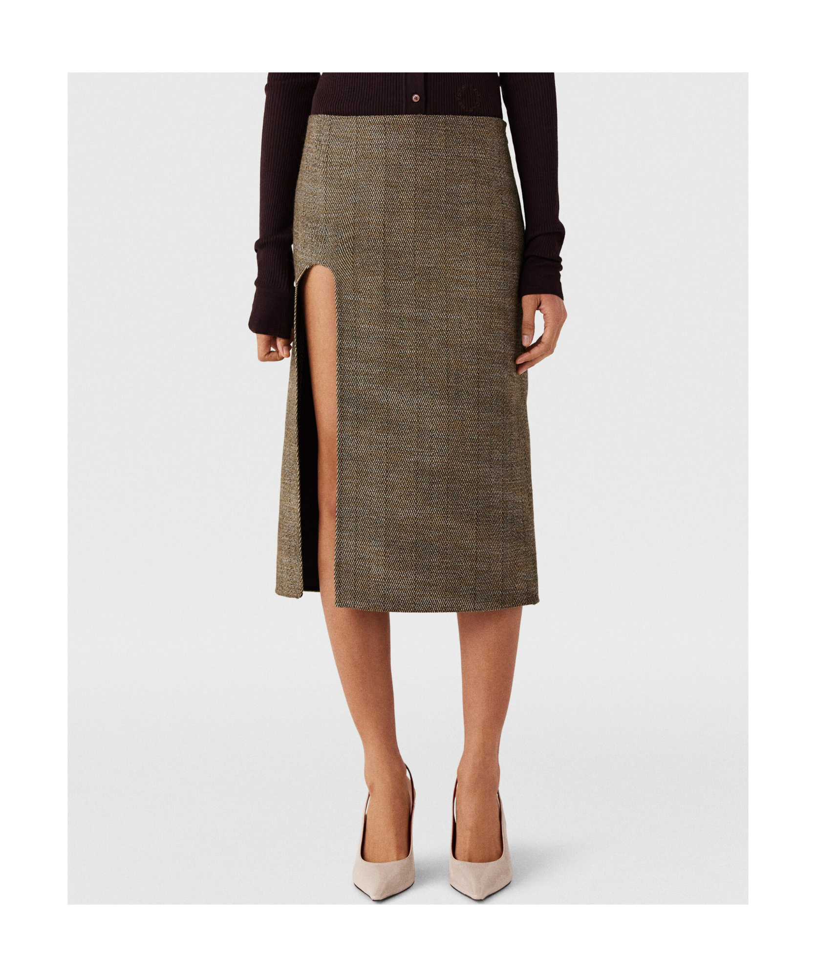 Stella Mccartney Tweed Skirt With Side Slits In Multicolor