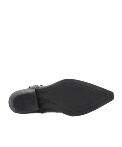 Pinko Texan-style Ankle Boots In Brushed Leather With Metal Toe In Black