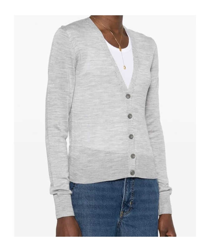 Calvin Klein Long-sleeved Knitted Cardigan In Gray