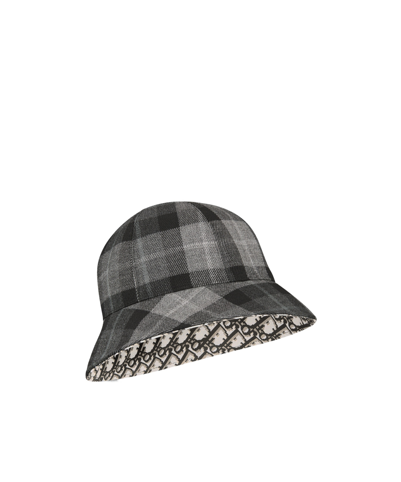 Dior D-tulipe Check'n' Large-brim Reversible Cloche In Black