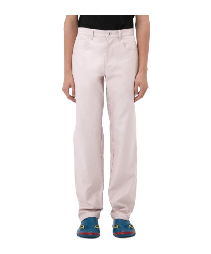 Jw Anderson Logo-patch Cotton Trousers In Pink