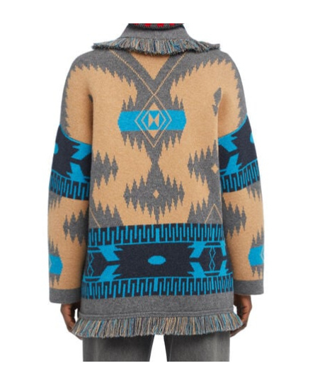 Alanui Shawl Collar Knit Cardigan With Fringe In Multi