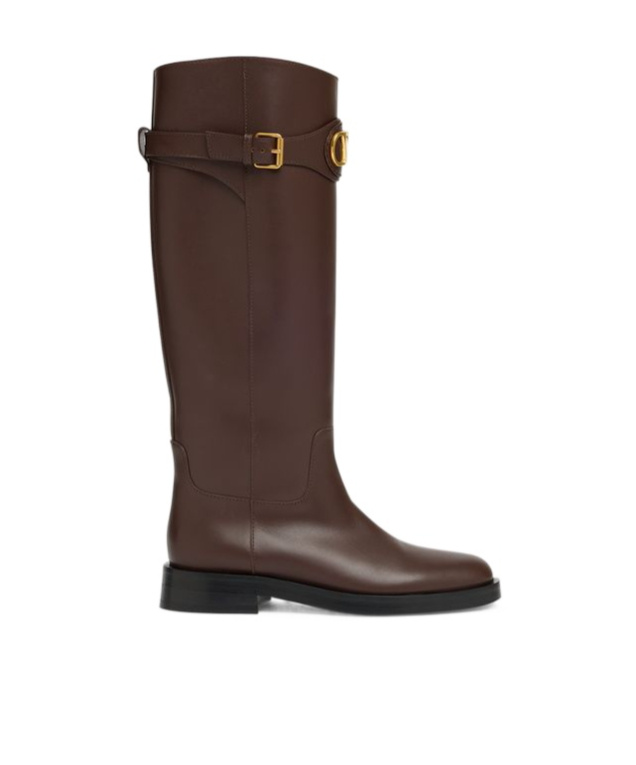 Valentino Vlogo Boots In Brown