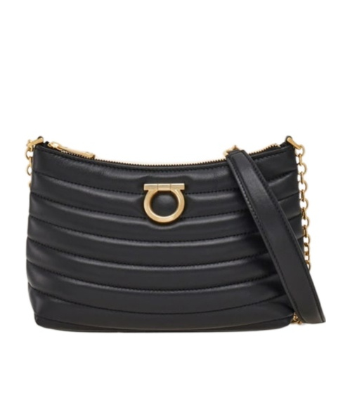 Ferragamo Zip Mini Shoulder Bag In Black
