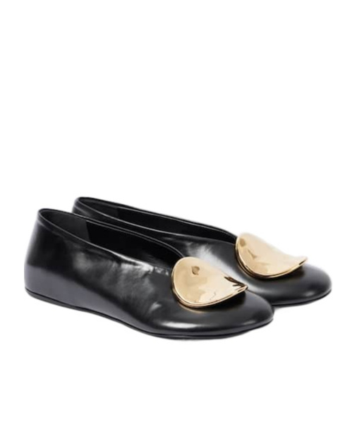 Jil Sander Leather Ballet Flats In Black
