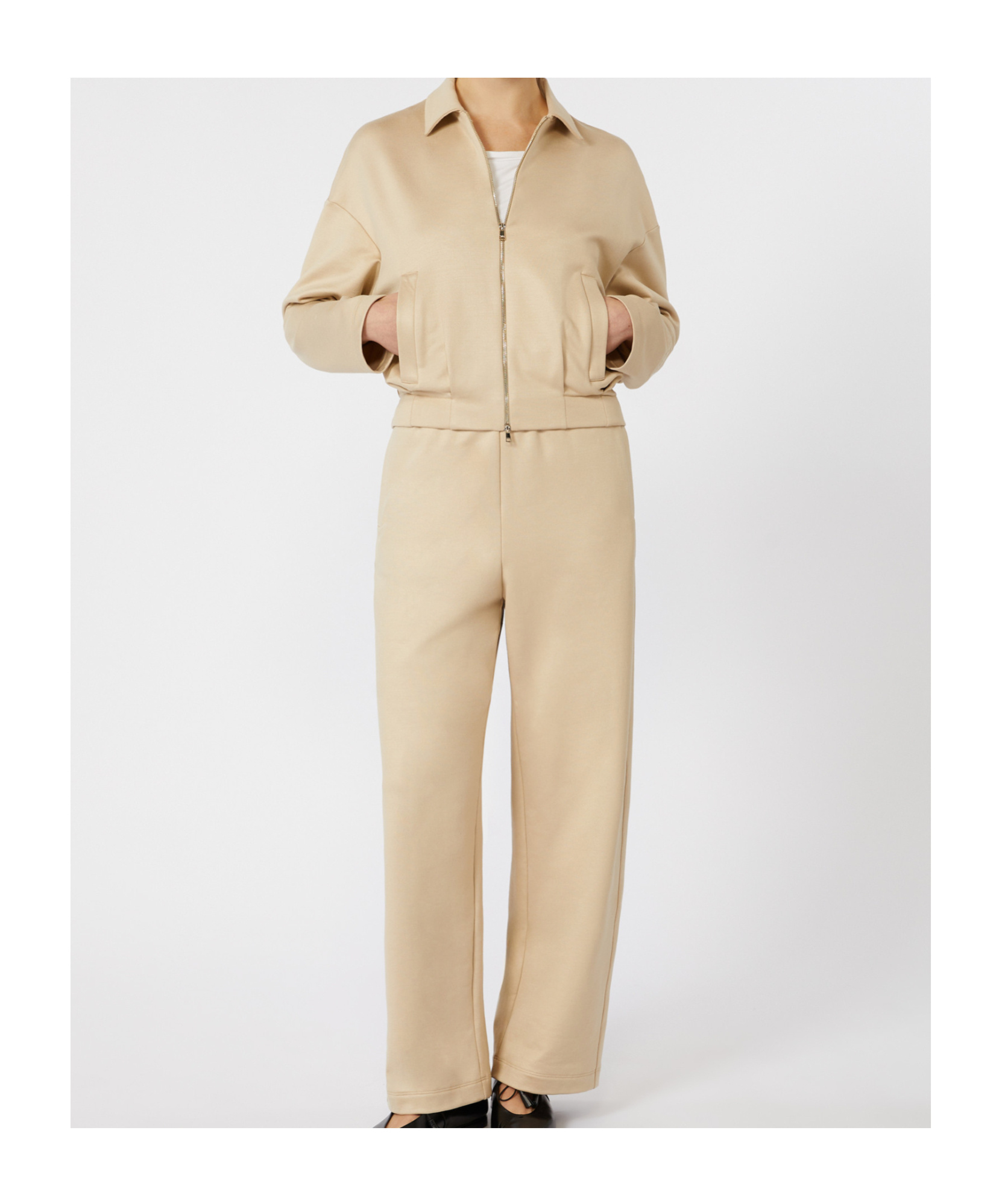 Max Mara Cropped Silk And Cotton Sweatshirt In Neutral