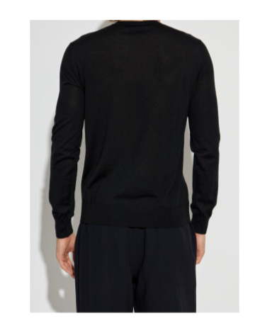 Giorgio Armani Fine Knit Virgin-wool Jumper In Black