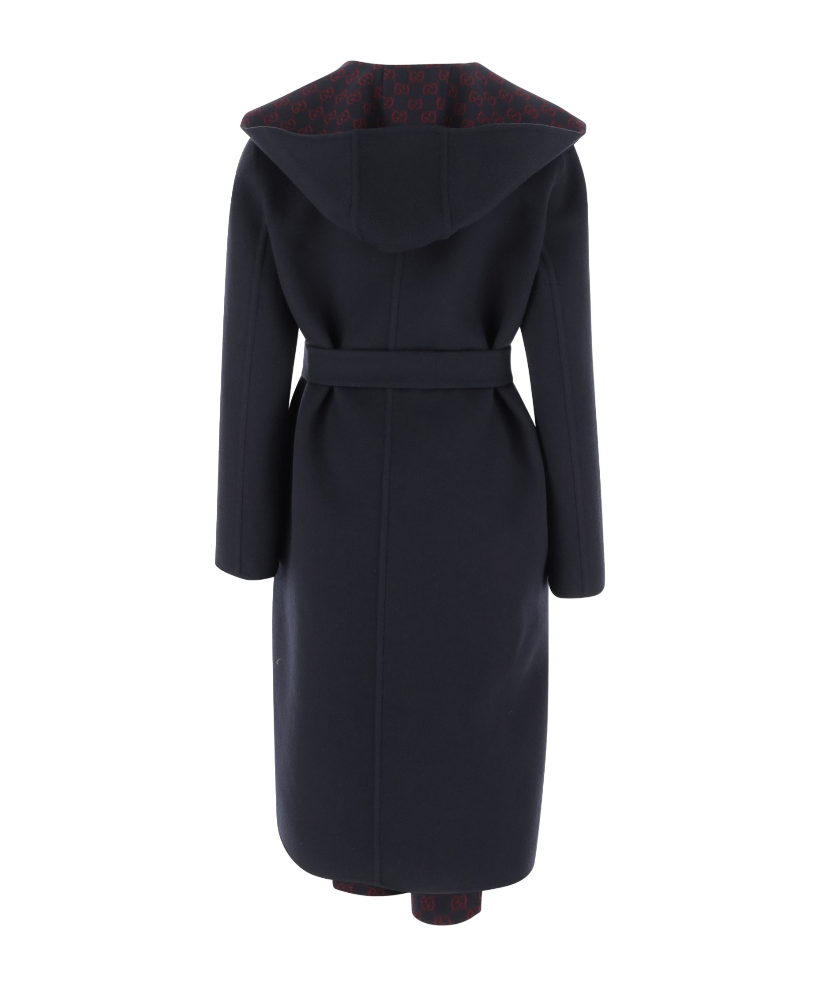 Gucci Navy Blue Wool Blend Reversible Coat In Multi