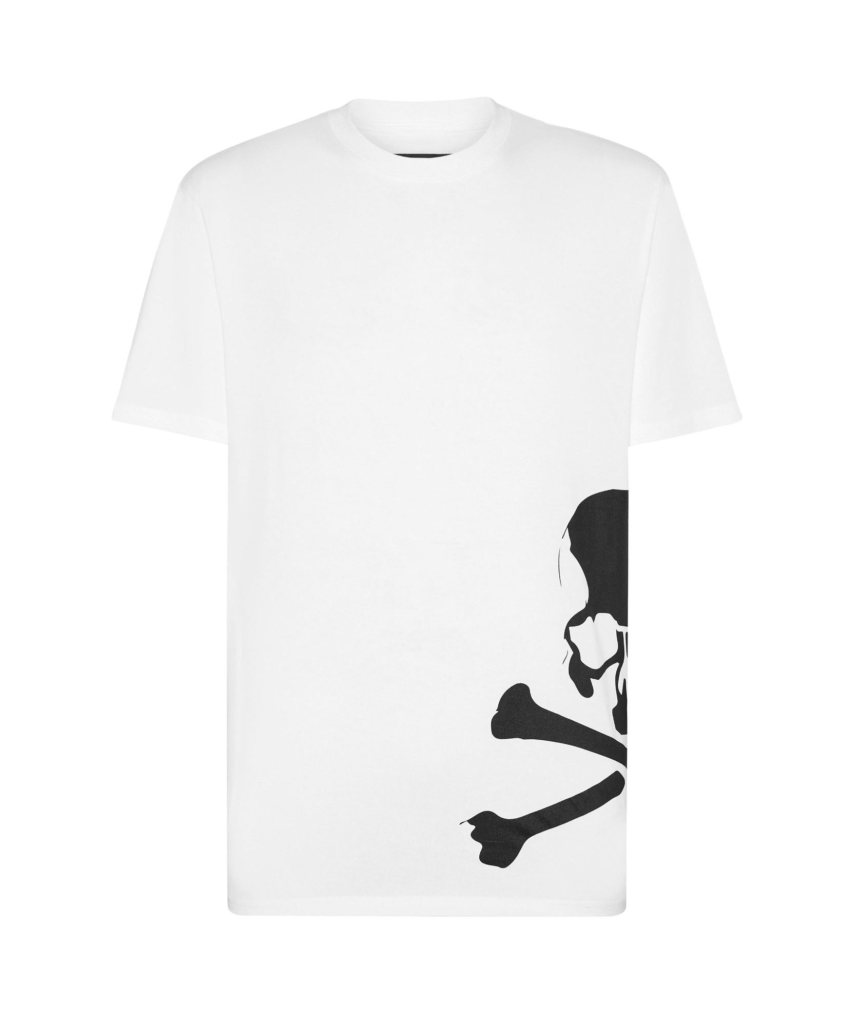 Philipp Plein Round Neck Ss Skull & Bones T-shirt In White