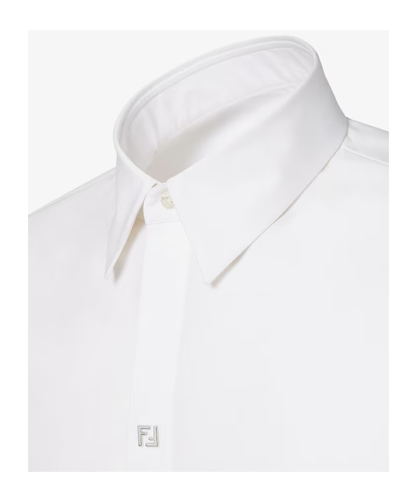 Fendi Regular Fit Cotton Shirt With Long Sleeves In White