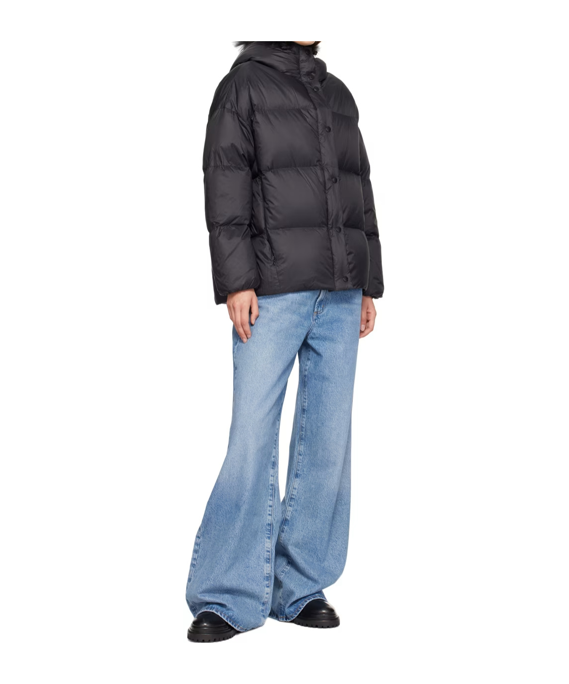 Yves Salomon Black Hooded Down Jacket In Black