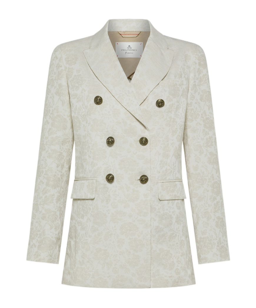 Peuterey Double-breasted Blazer With Jewel Buttons In Natural Color
