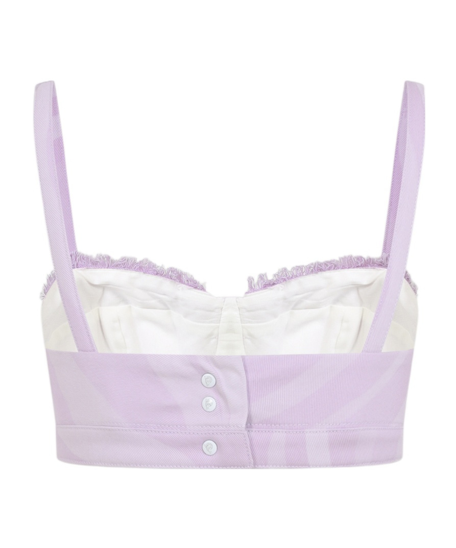 Pucci Adjustable Strap Top Frayed Trim In Purple