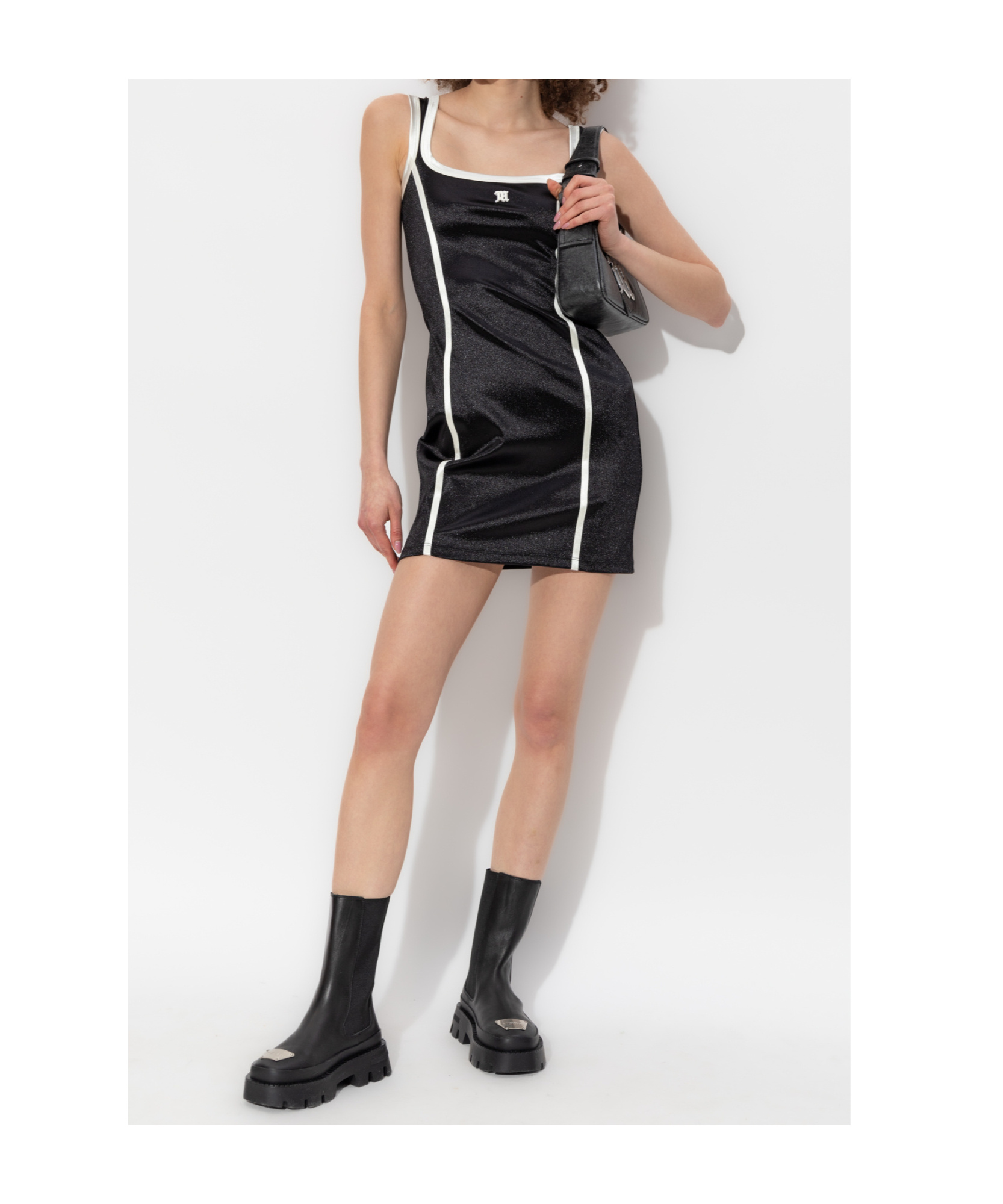 Misbhv Black Logo-embroidered Mini Dress In Black