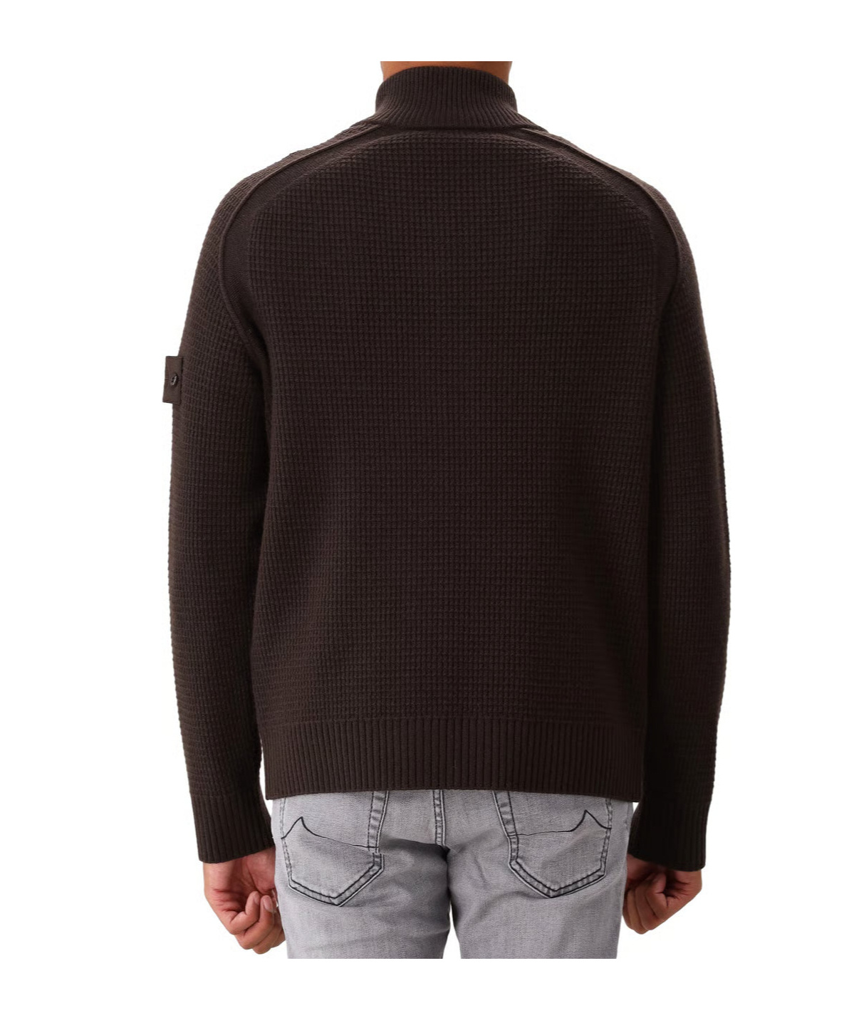 Stone Island Ghost Waffle-knit Virgin Wool Jacket In Brown