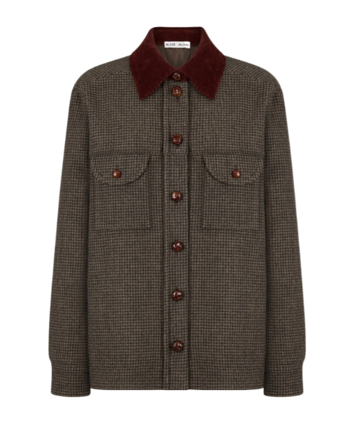 Blazé Milano Berber Corduroy-trimmed Wool-blend Jacket In Green